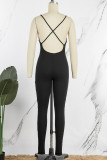 Sexy Solid Backless Spaghetti Strap Skinny Jumpsuits