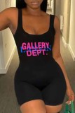 Sexy Print Backless Letter U Neck Rompers