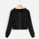 Casual Print Zipper Hooded Collar Tops