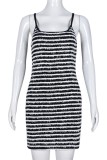Sexy Casual Striped Patchwork Backless Spaghetti Strap Sleeveless Dress Dresses