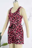 Sexy Casual Print Leopard Basic U Neck Sleeveless Two Pieces