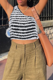 Sexy Striped Patchwork One Shoulder Tops