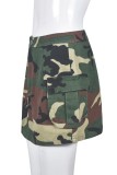 Casual Camouflage Print Patchwork Skinny High Waist Conventional Full Print Skirts