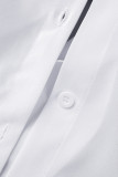 Casual Solid Frenulum Backless Asymmetrical Shirt Collar Tops
