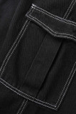 Casual Street Solid Patchwork Pocket High Waist Denim Jeans