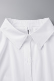 Casual Solid Frenulum Backless Asymmetrical Shirt Collar Tops
