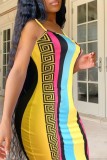Sexy Casual Print Patchwork Backless Spaghetti Strap Sleeveless Dress Dresses