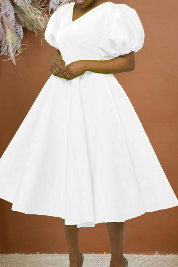 Casual Elegant Solid Patchwork V Neck Evening Dress Dresses