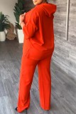 Casual Solid Basic Hooded Collar Long Sleeve Two Pieces