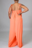 Casual Solid Bandage Backless Spaghetti Strap Loose Jumpsuits