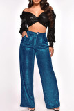 Casual Solid Patchwork Regular High Waist Conventional Solid Color Trousers
