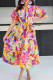 Casual Print Patchwork Turndown Collar Short Sleeve Dress Dresses