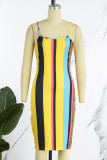 Sexy Casual Print Patchwork Backless Spaghetti Strap Sleeveless Dress Dresses