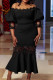 Sexy Solid Patchwork See-through Off the Shoulder Evening Dress Dresses