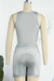 Casual Sportswear Print Basic O Neck Sleeveless Two Pieces