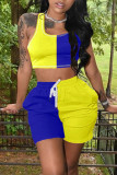 Casual Sportswear Solid Patchwork U Neck Two Pieces