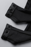 Casual Solid Patchwork Fold V Neck Skinny Bodysuits