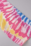 Sexy Casual Daily Print Tie-dye V Neck Long Sleeve Two Pieces
