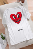 Casual Daily Print Patchwork Letter O Neck T-Shirts