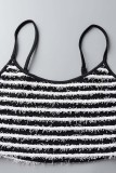 Sexy Striped Patchwork Backless Spaghetti Strap Tops