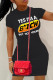 Casual Street Print Patchwork O Neck Pencil Skirt Dresses