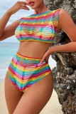 Sexy Print Hollowed Out Patchwork Swimwears