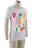 Casual Letter Print Basic O Neck T-Shirts