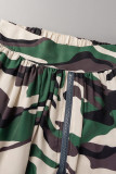 Casual Street Camouflage Print Patchwork Slit Zipper High Waist Type A Full Print Bottoms