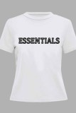 Casual Print Letter O Neck T-Shirts
