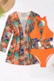 Sexy Print Patchwork Swimsuit Three Piece Set (With Paddings)