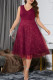 Elegant Solid Patchwork V Neck A Line Plus Size Dresses