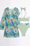 Sexy Print Patchwork Swimsuit Three Piece Set (With Paddings)