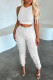 Casual Solid Patchwork Fold O Neck Sleeveless Two Pieces