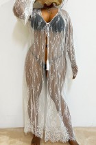 Sexy Solid See-through Cardigan Swimwears Cover Up