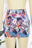 Casual Print Patchwork Skinny High Waist Conventional Full Print Skirt