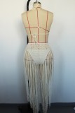 Sexy Solid Tassel Hollowed Out Backless Swimwears (Without Paddings)