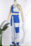 Casual Solid Patchwork U Neck Sleeveless Two Pieces