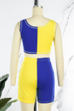 Casual Sportswear Solid Patchwork U Neck Two Pieces
