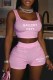 Street Print Letter U Neck Sleeveless Two Pieces