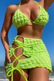 Sexy Solid Bandage Patchwork 3 Piece Sets