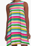 Casual Print Patchwork O Neck A Line Dresses