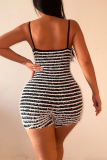 Sexy Striped Patchwork Spaghetti Strap Skinny Rompers