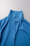 Casual Solid Buttons Shirt Collar Long Sleeve Two Pieces