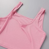 Casual Sportswear Solid Vests U Neck Sleeveless Two Pieces