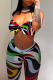 Sexy Print Patchwork Halter Sleeveless Two Pieces