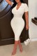 Sexy Casual Solid Basic V Neck Short Sleeve Dress