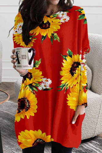 Casual Street Print Patchwork O Neck Straight Dresses