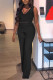 Casual Solid Patchwork V Neck Sleeveless Two Pieces