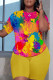 Casual Print Basic O Neck Short Sleeve Two Pieces