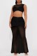 Sexy Solid Patchwork See-through O Neck Sleeveless Two Pieces